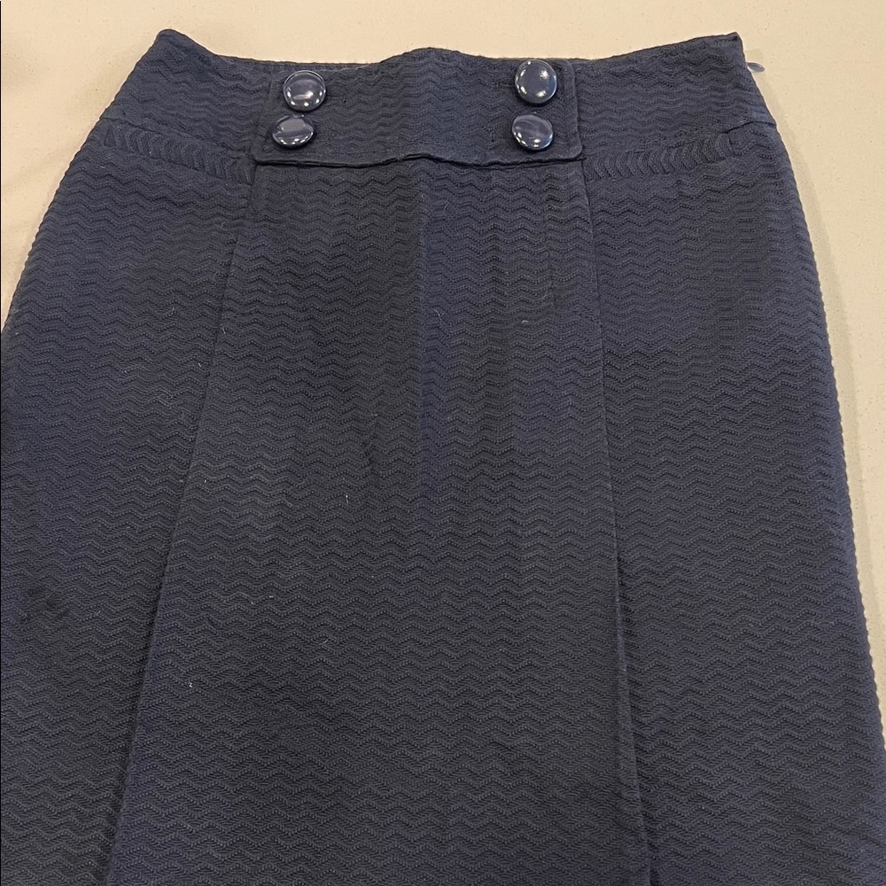 Ann Taylor cotton and viscose Navy Blue Button-Detail Women's Skirt pleated
